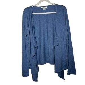 Liz Claiborne Soft Blue Cotton‎ Blend Top Drape Front Waterfall Cardigan Medium